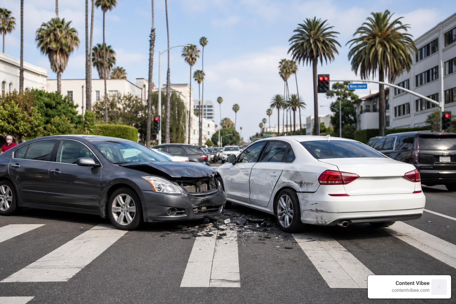 car collision at a city intersection
