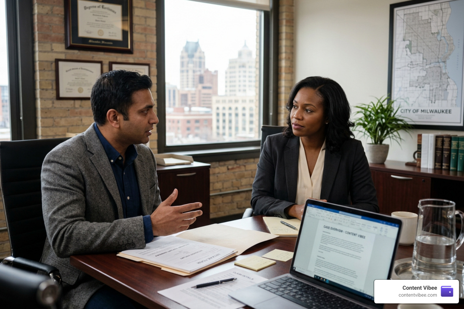 Client meeting with a Milwaukee personal injury lawyer to discuss a legal claim