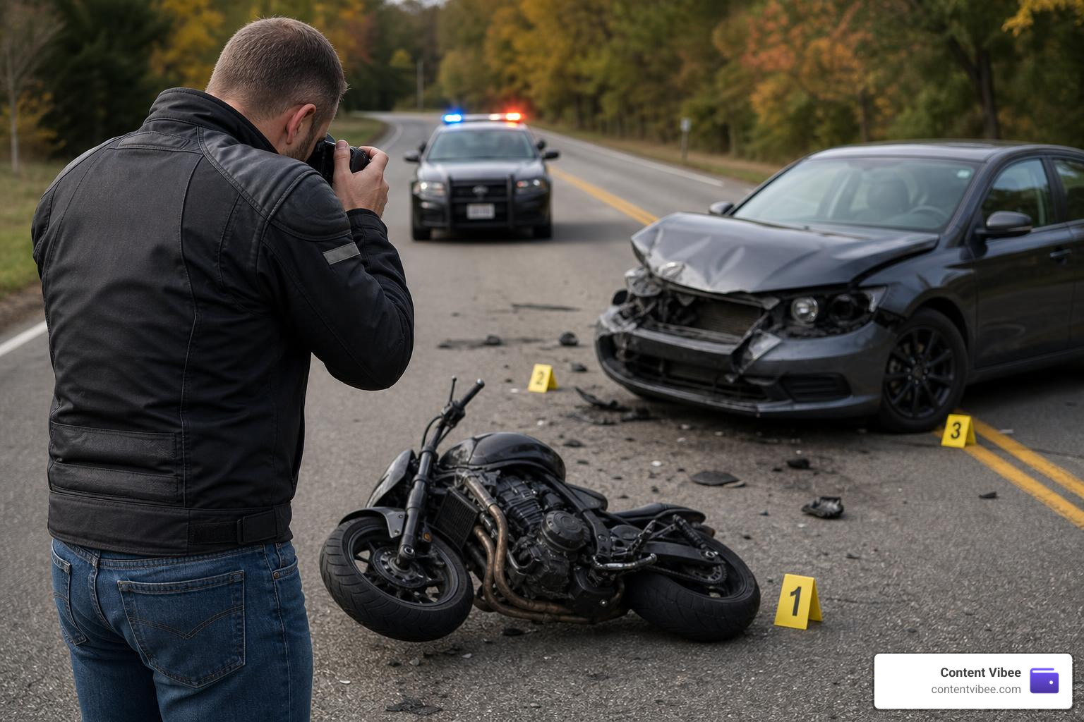 evidence collection at motorcycle crash scene