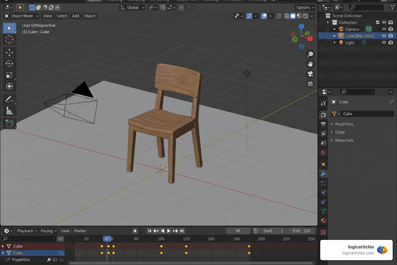 Blender interface with 3D viewport and timeline Blender interface with 3D viewport and timeline
