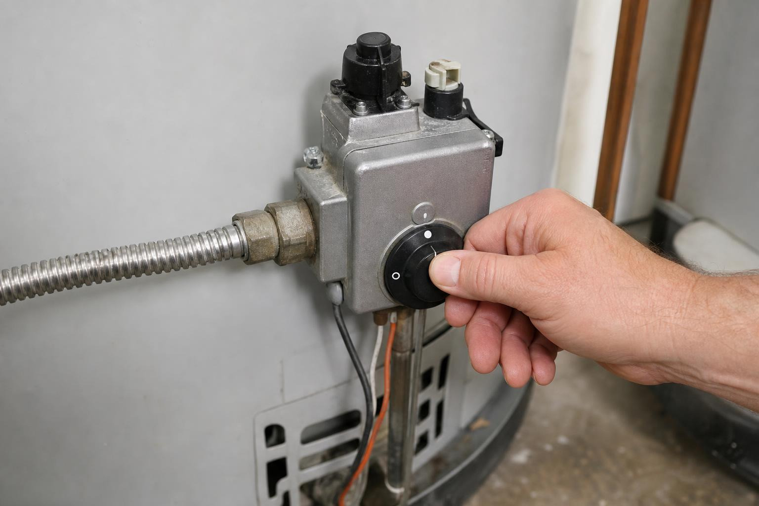 turning off a gas control valve on a water heater turning off a gas control valve on a water heater