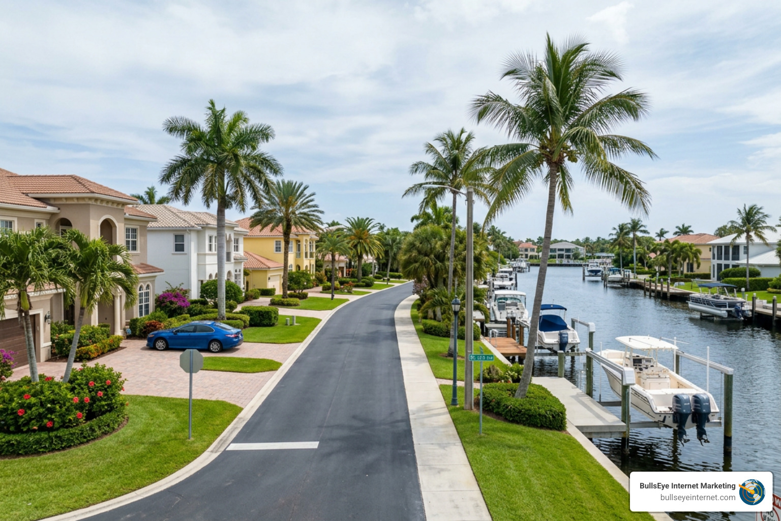 Google Street View of a quiet residential street with manicured lawns and canal access in Lighthouse Point Florida Google Street View of a quiet residential street with manicured lawns and canal access in Lighthouse Point Florida