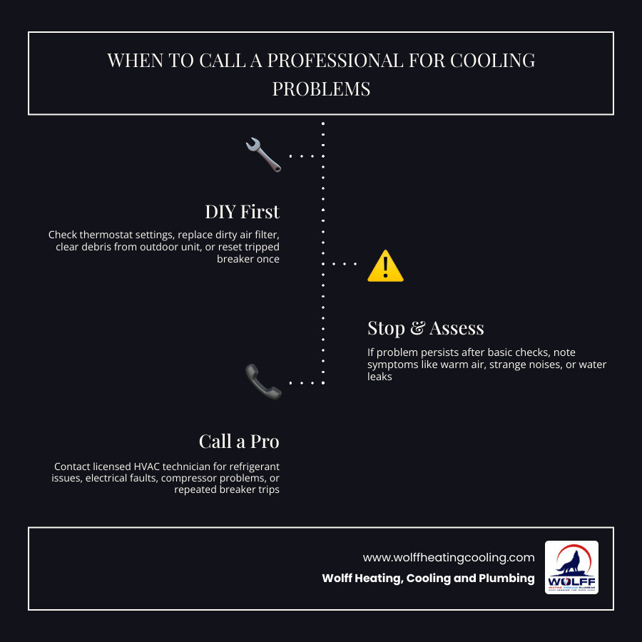 Infographic: When to call a professional for cooling problems vs. handle it yourself — decision guide infographic Infographic: When to call a professional for cooling problems vs. handle it yourself — decision guide infographic