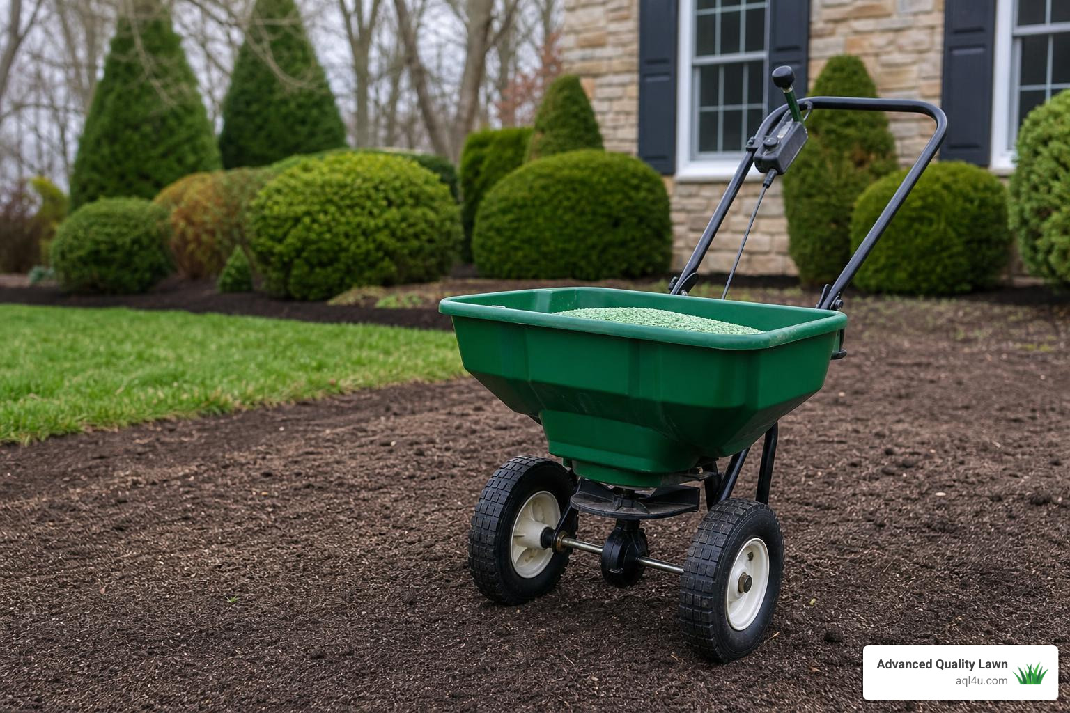 fertilizer spreader on soil