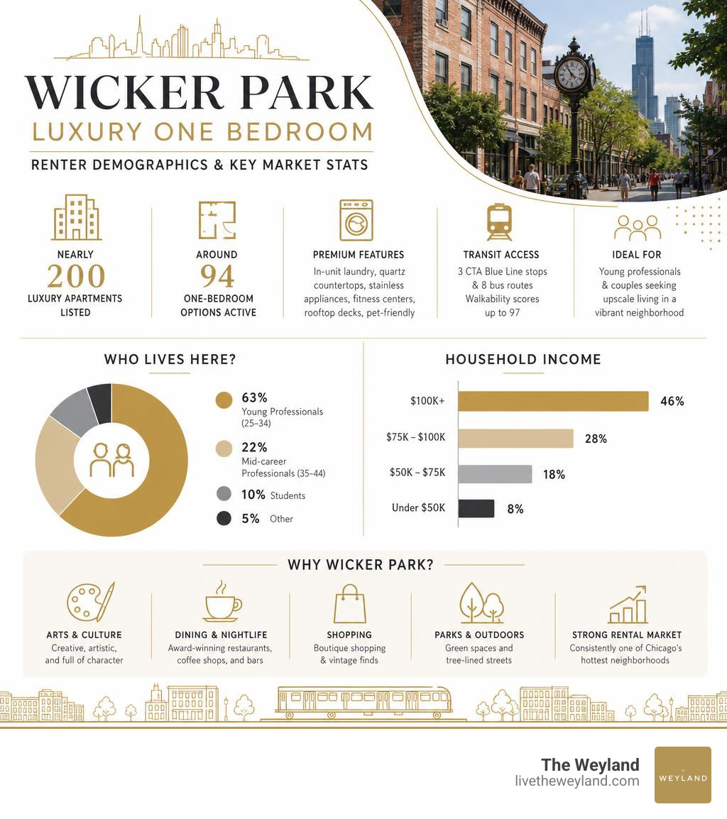 Wicker Park luxury one bedroom renter demographics and key market stats infographic infographic Wicker Park luxury one bedroom renter demographics and key market stats infographic infographic