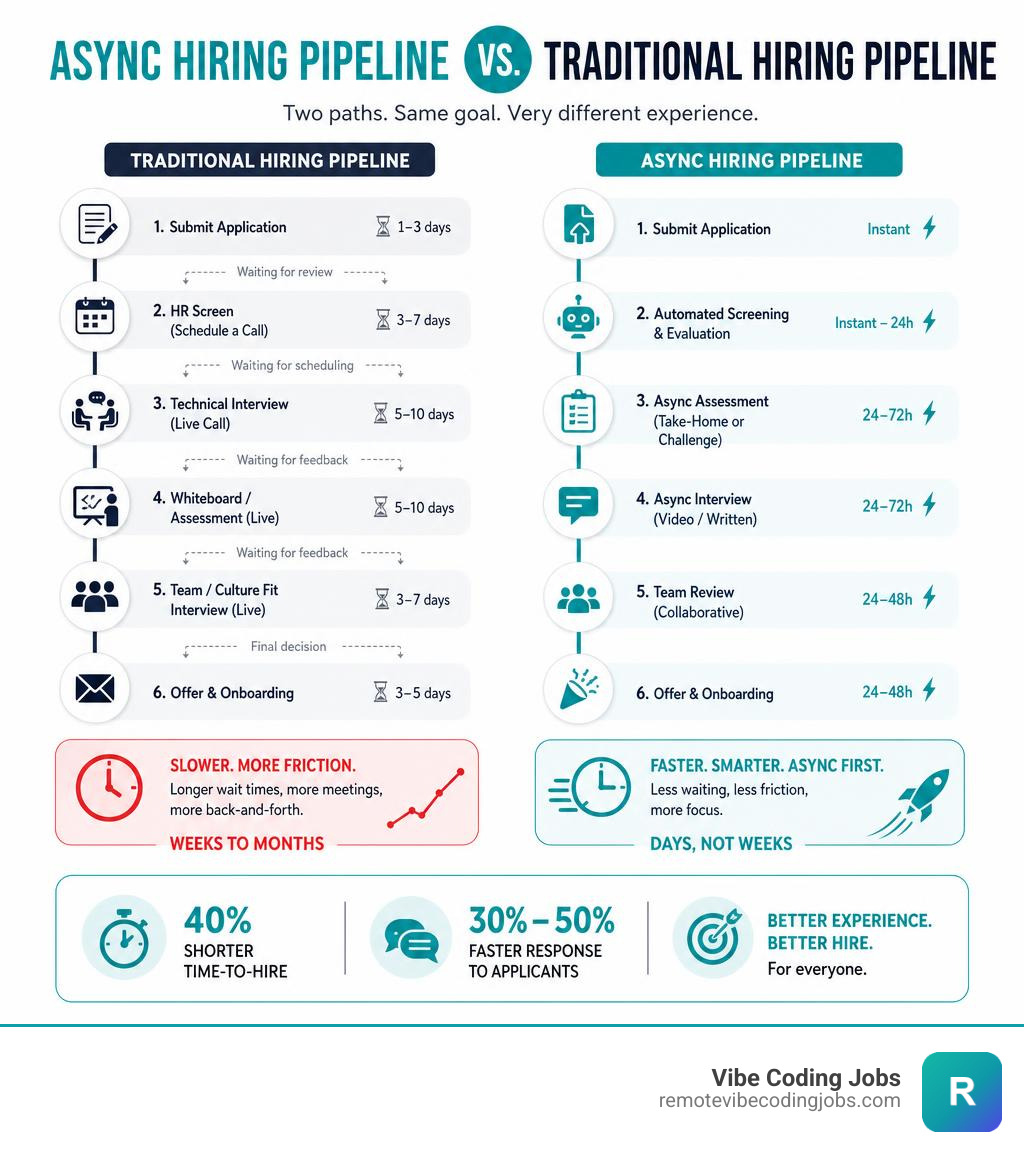 infographic explaining the async hiring pipeline vs traditional hiring infographic