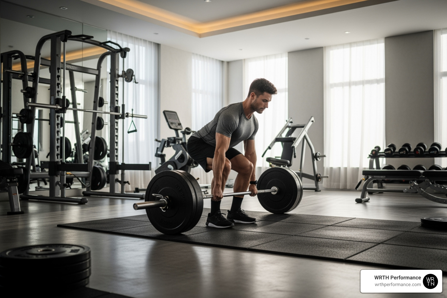 A professional athlete training in a quiet, high-end private facility A professional athlete training in a quiet, high-end private facility