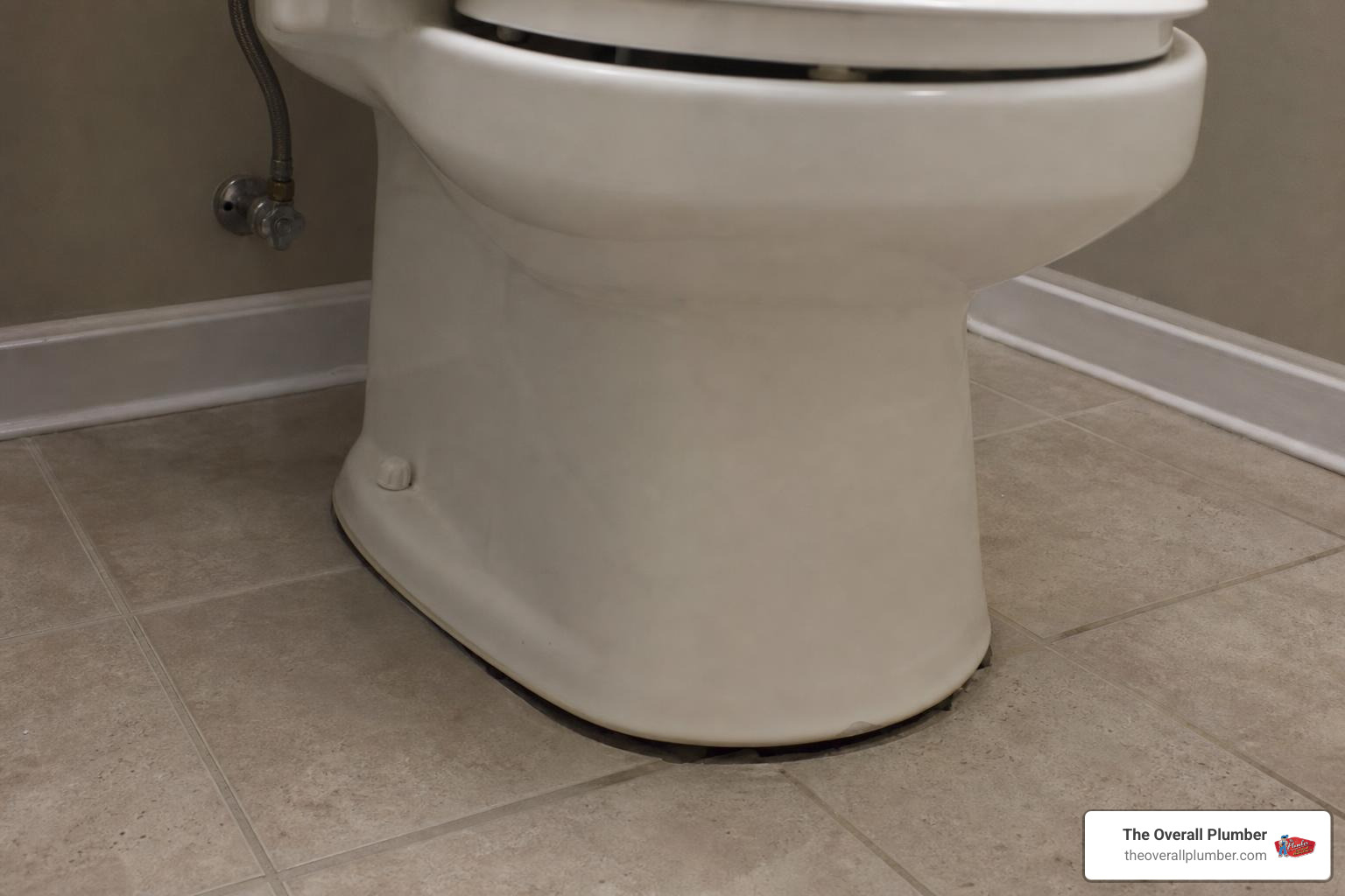 Wobbly toilet base showing gap between tile and porcelain Wobbly toilet base showing gap between tile and porcelain