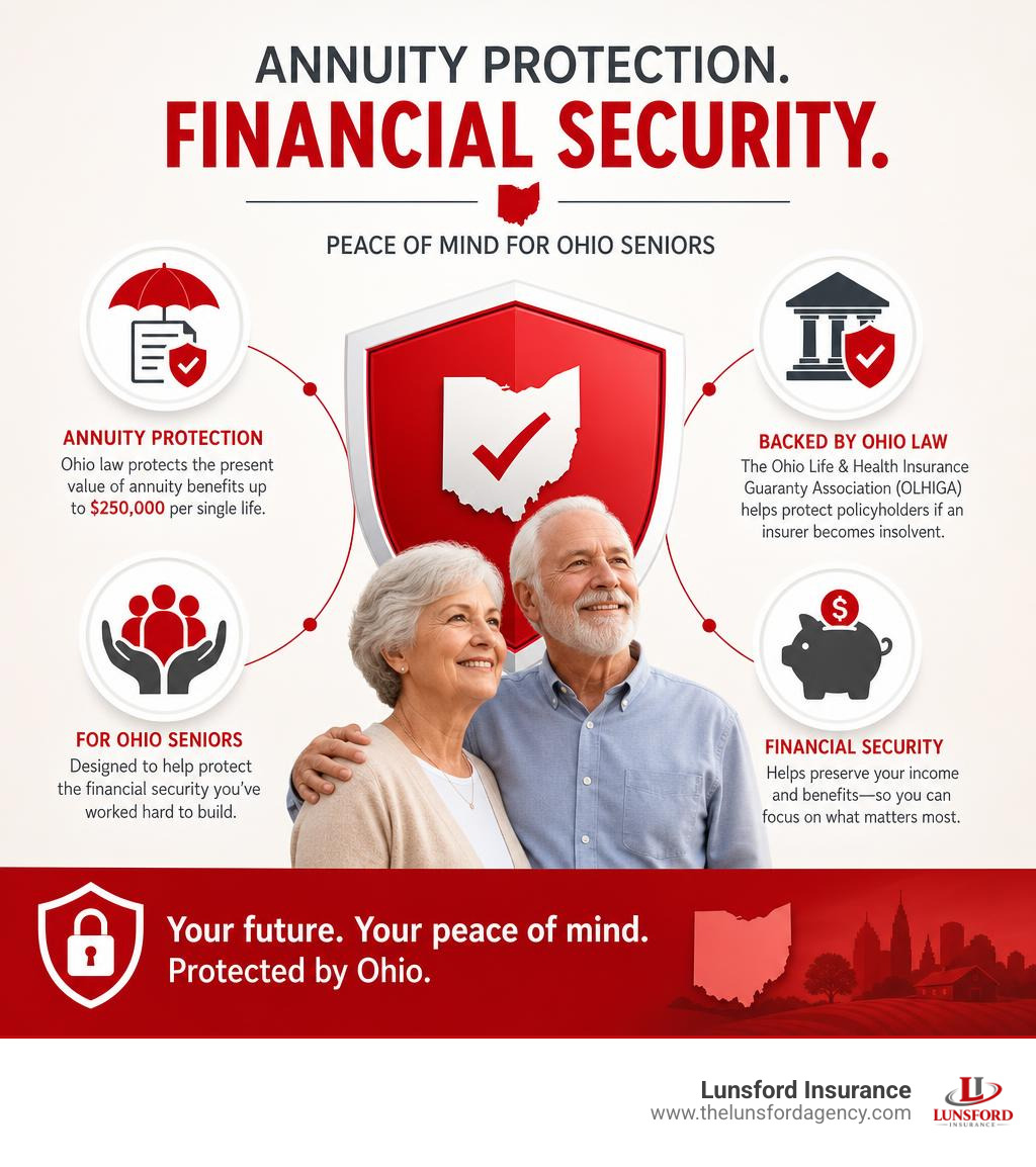 Visual representation of annuity protection and financial security for Ohio seniors infographic Visual representation of annuity protection and financial security for Ohio seniors infographic