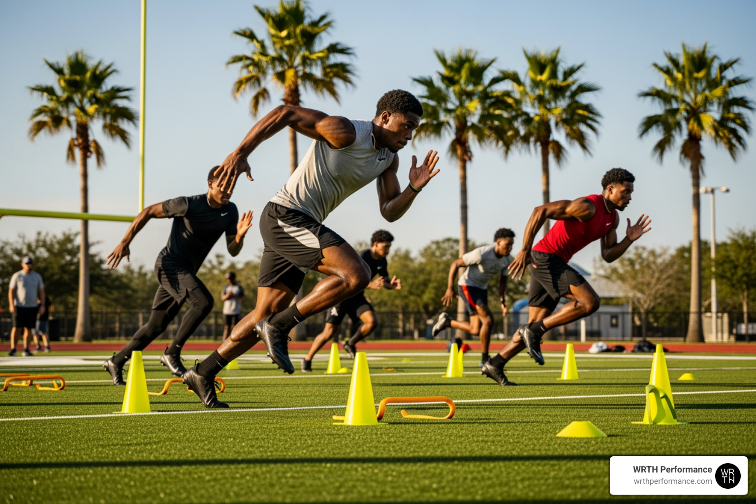 Turf field agility drill and explosive speed training