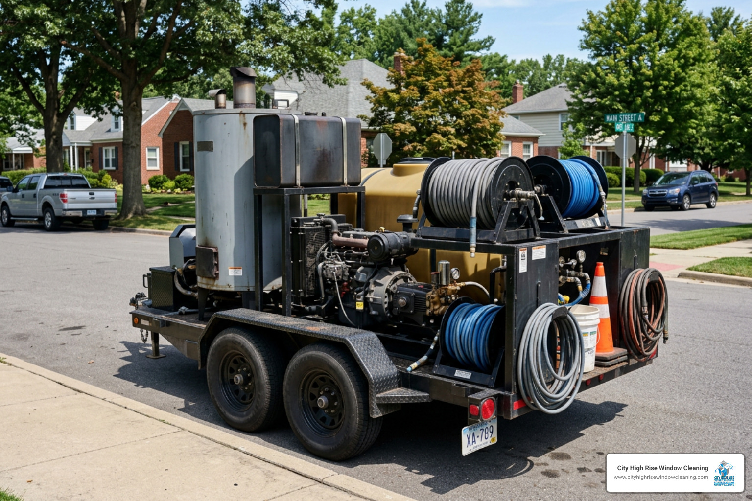 Industrial hot-water commercial power washing trailer system Industrial hot-water commercial power washing trailer system