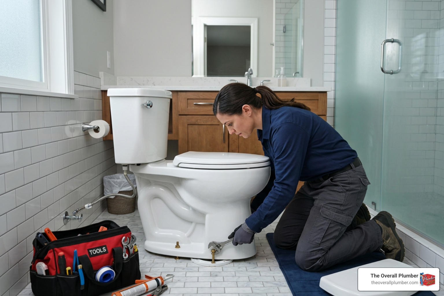 plumber installing a new toilet plumber installing a new toilet