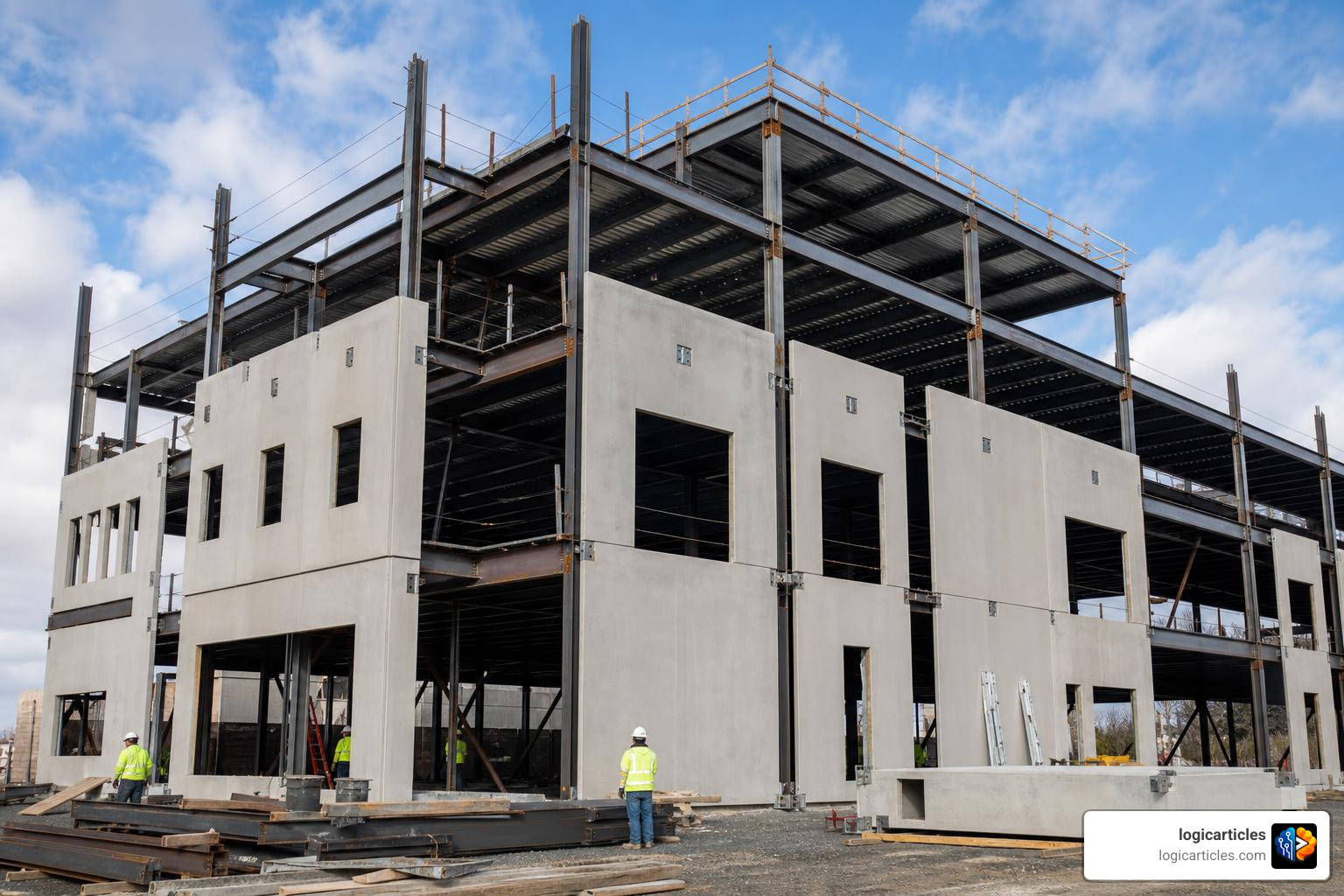 Detailed 3D structural steel and precast concrete model in Tekla Structures Detailed 3D structural steel and precast concrete model in Tekla Structures