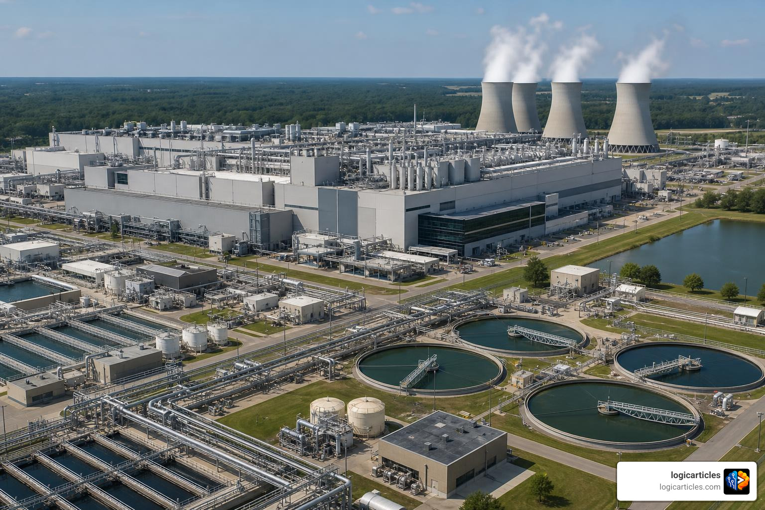 Semiconductor fabrication plant requiring millions of gallons of ultrapure water Semiconductor fabrication plant requiring millions of gallons of ultrapure water