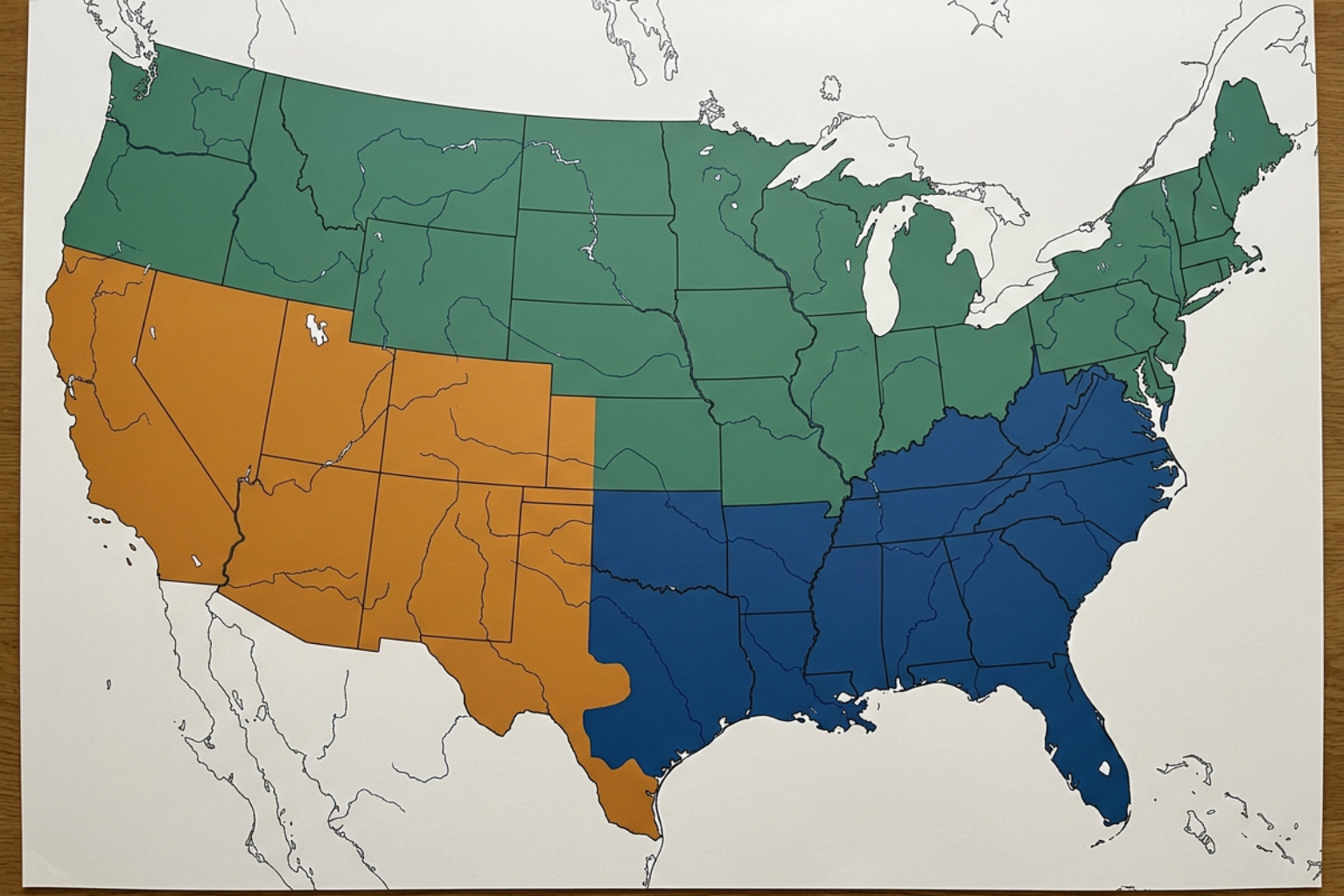 Map showing US regional AC efficiency requirements Map showing US regional AC efficiency requirements
