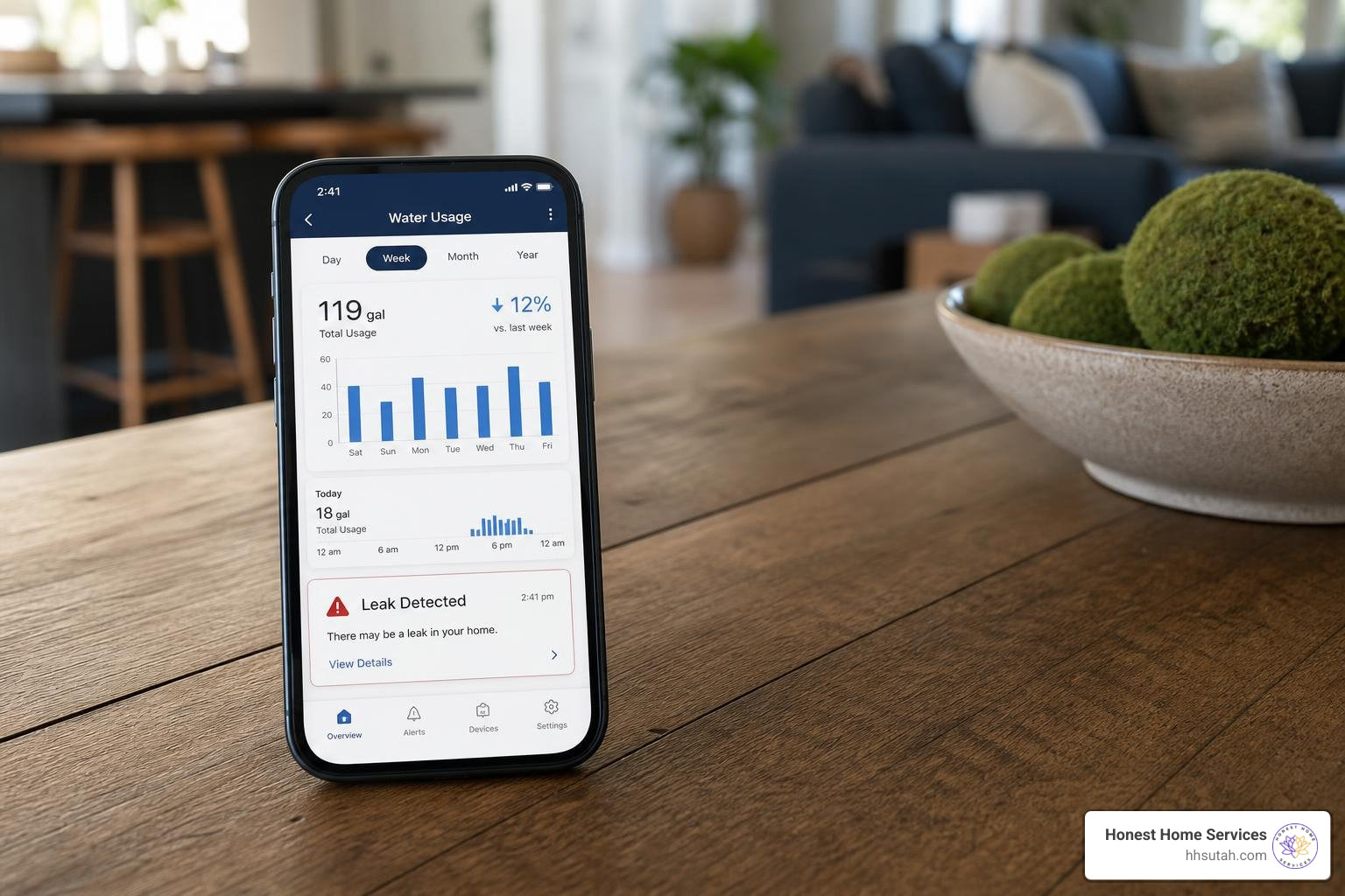 smart home app displaying water usage smart home app displaying water usage