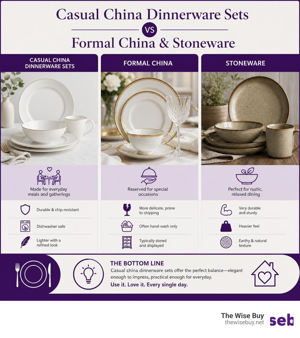 Infographic comparing casual china dinnerware sets vs formal china and stoneware infographic Infographic comparing casual china dinnerware sets vs formal china and stoneware infographic