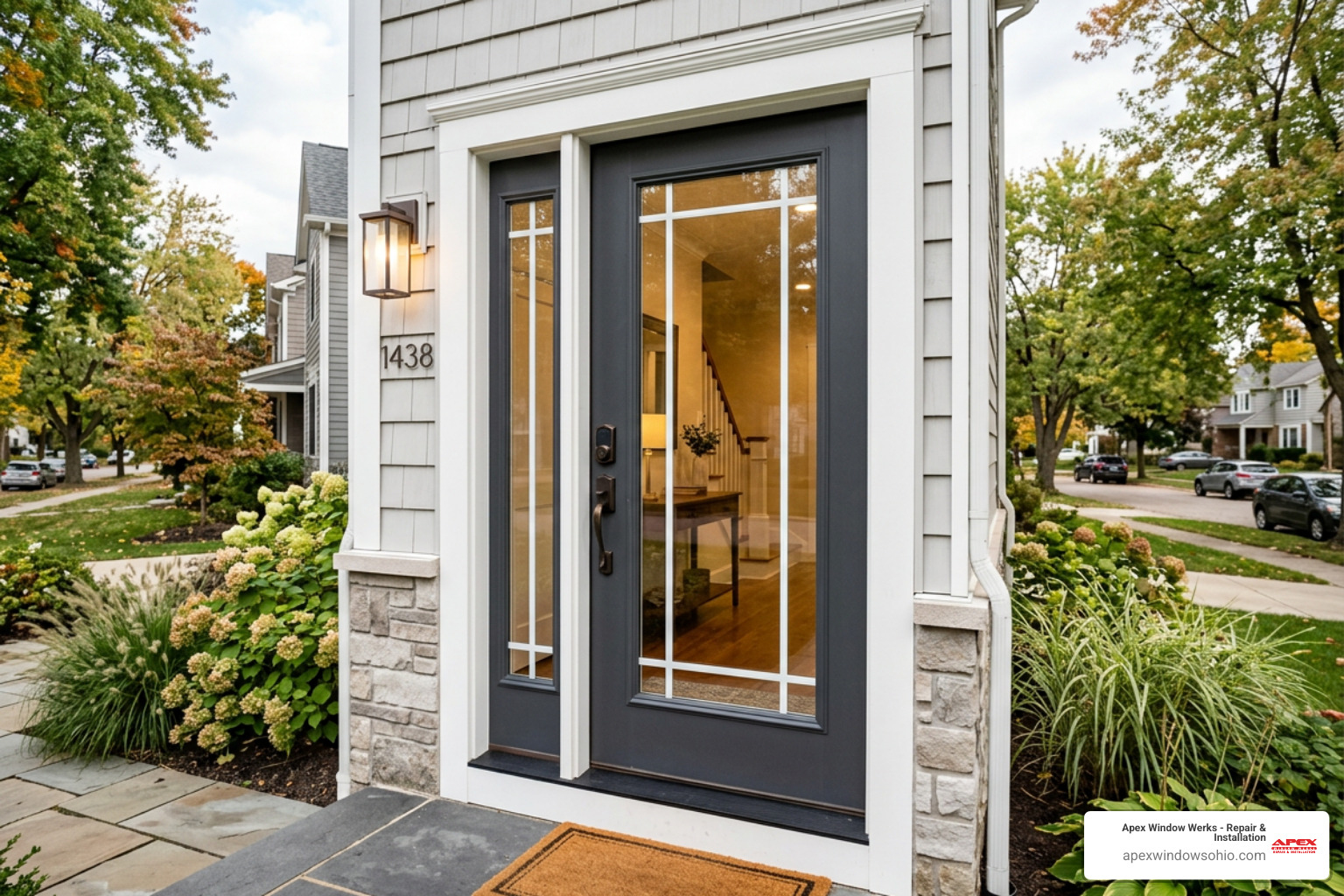 secure fiberglass door with laminated glass