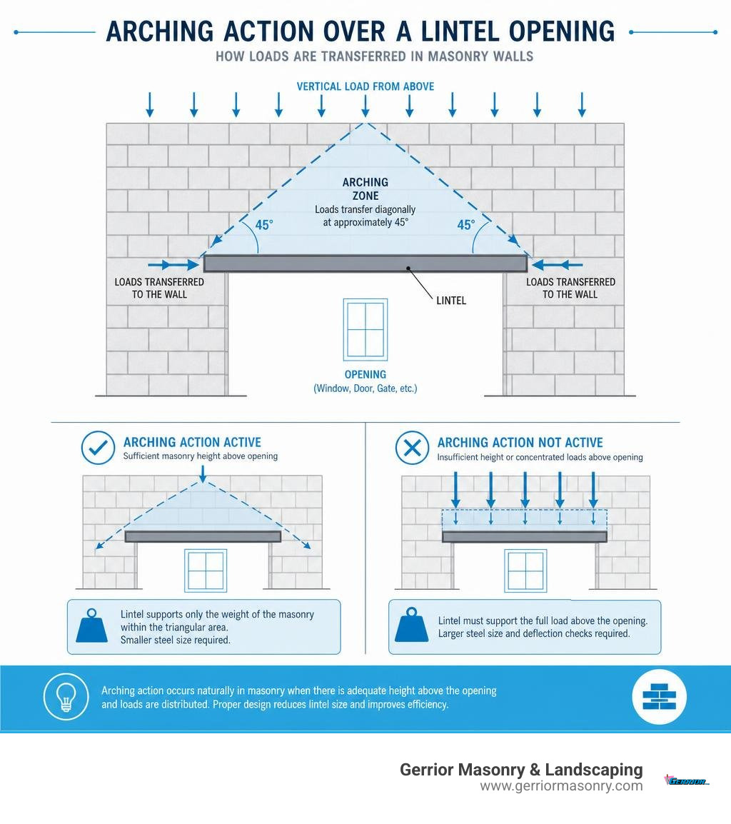 Diagram showing arching action over a lintel opening infographic