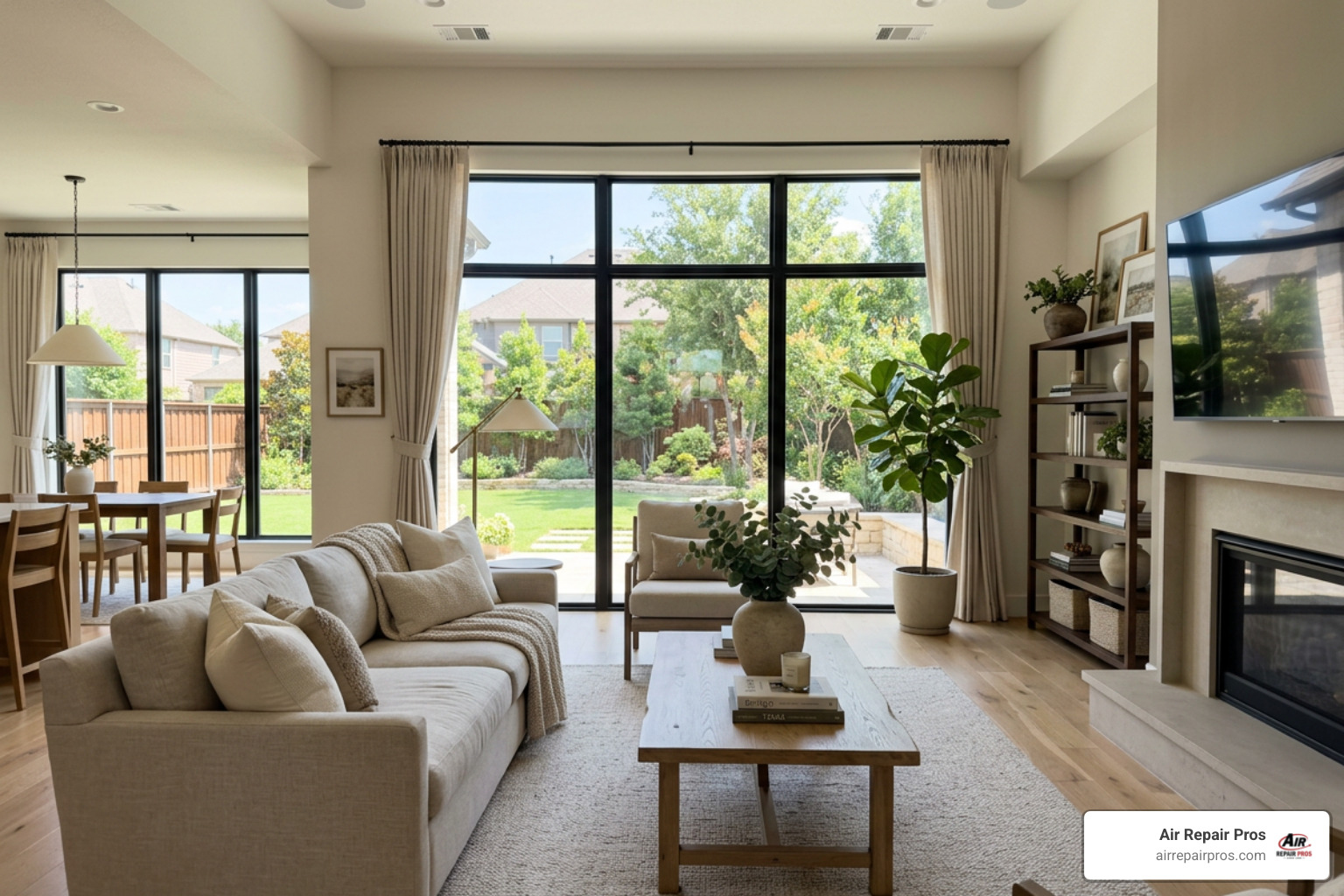 A comfortable, cool home interior in Frisco TX