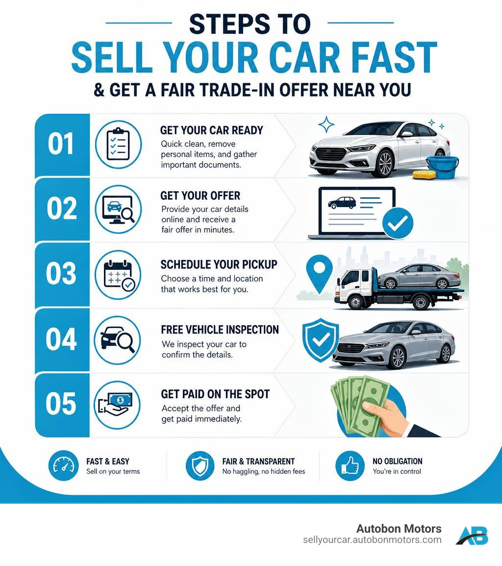 Steps to sell your car fast and get a fair trade-in offer near you infographic