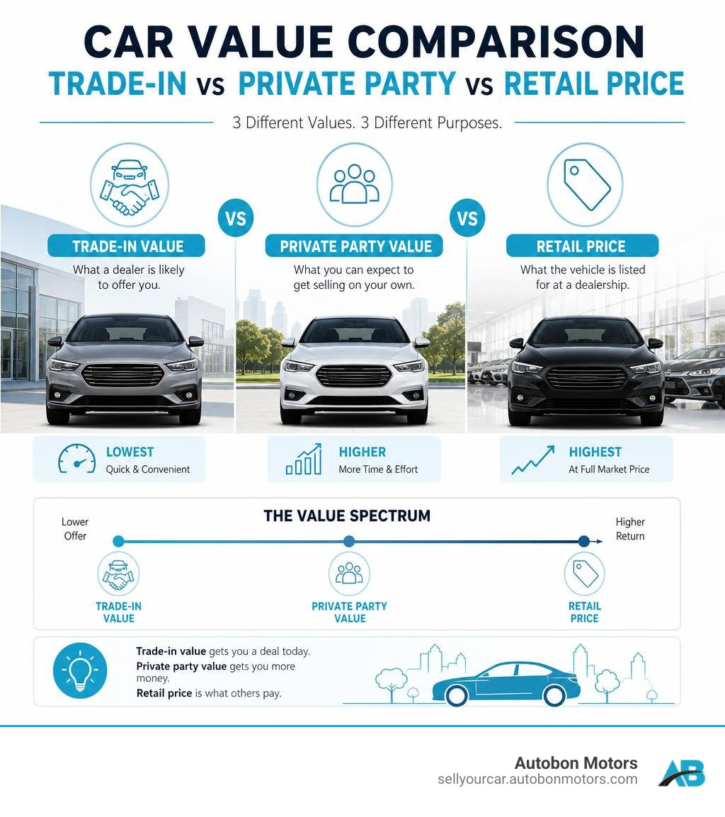 KBB trade-in value vs private party value vs retail price comparison infographic infographic KBB trade-in value vs private party value vs retail price comparison infographic infographic