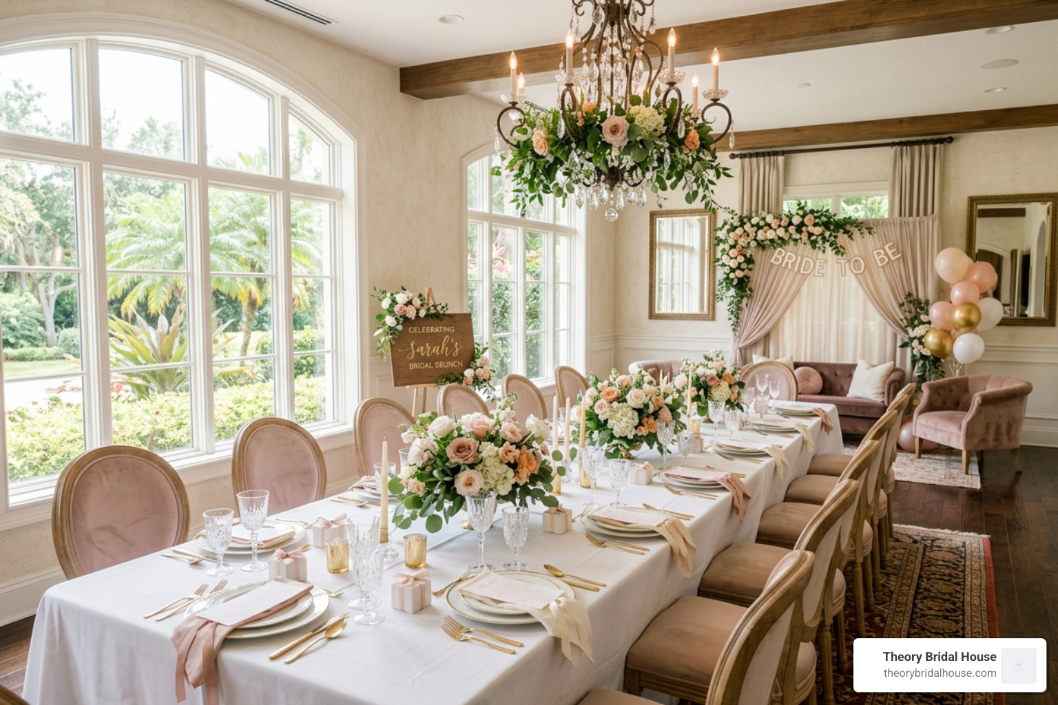 beautifully decorated private dining room in Central Florida for a bridal brunch