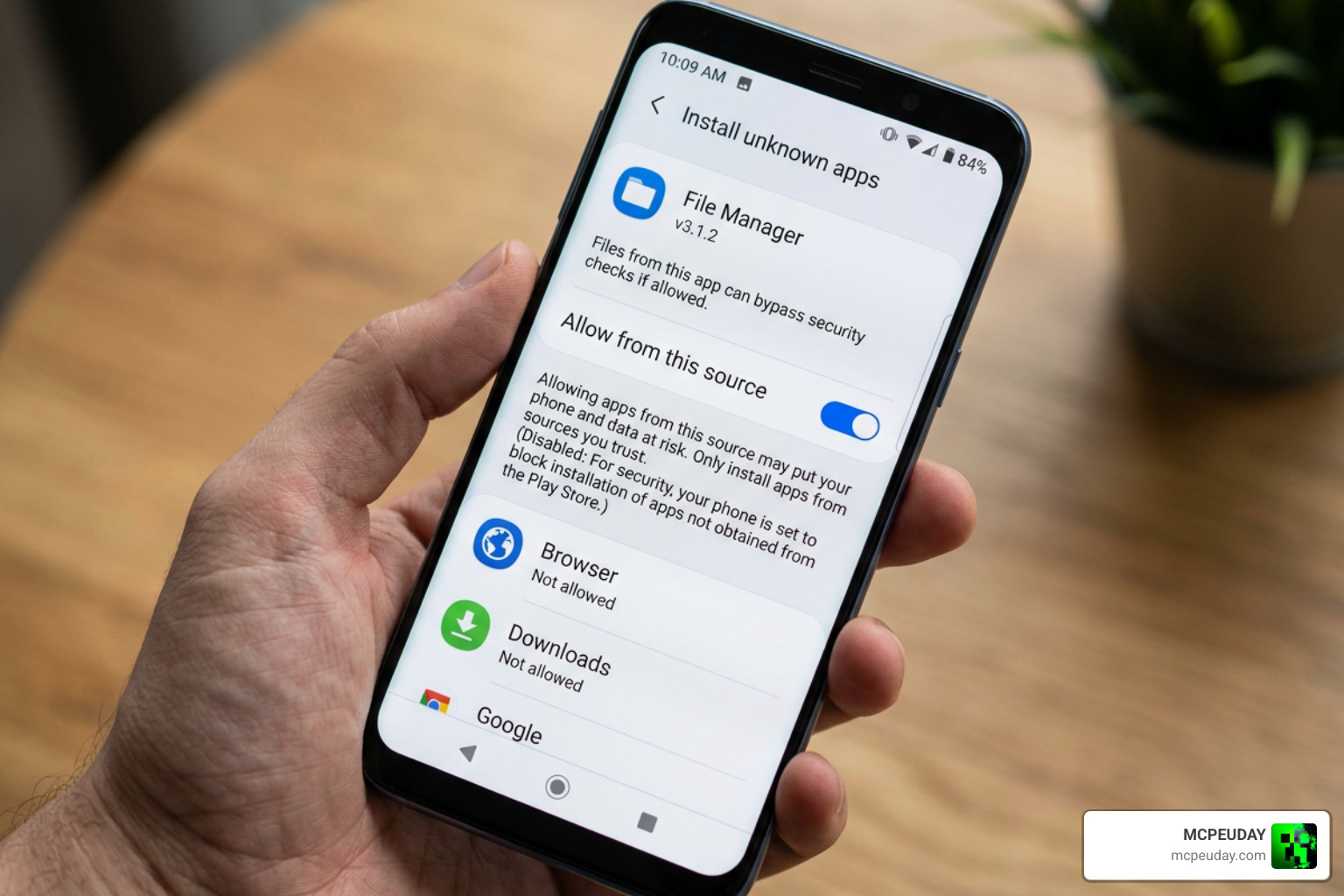 Android security settings menu highlighting the toggle for Allow from this source Android security settings menu highlighting the toggle for Allow from this source