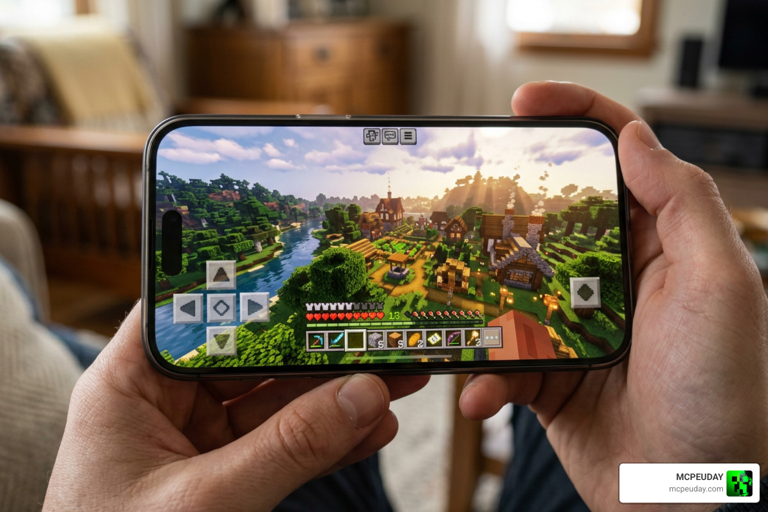 Customized Minecraft world with custom shaders on iPhone Customized Minecraft world with custom shaders on iPhone