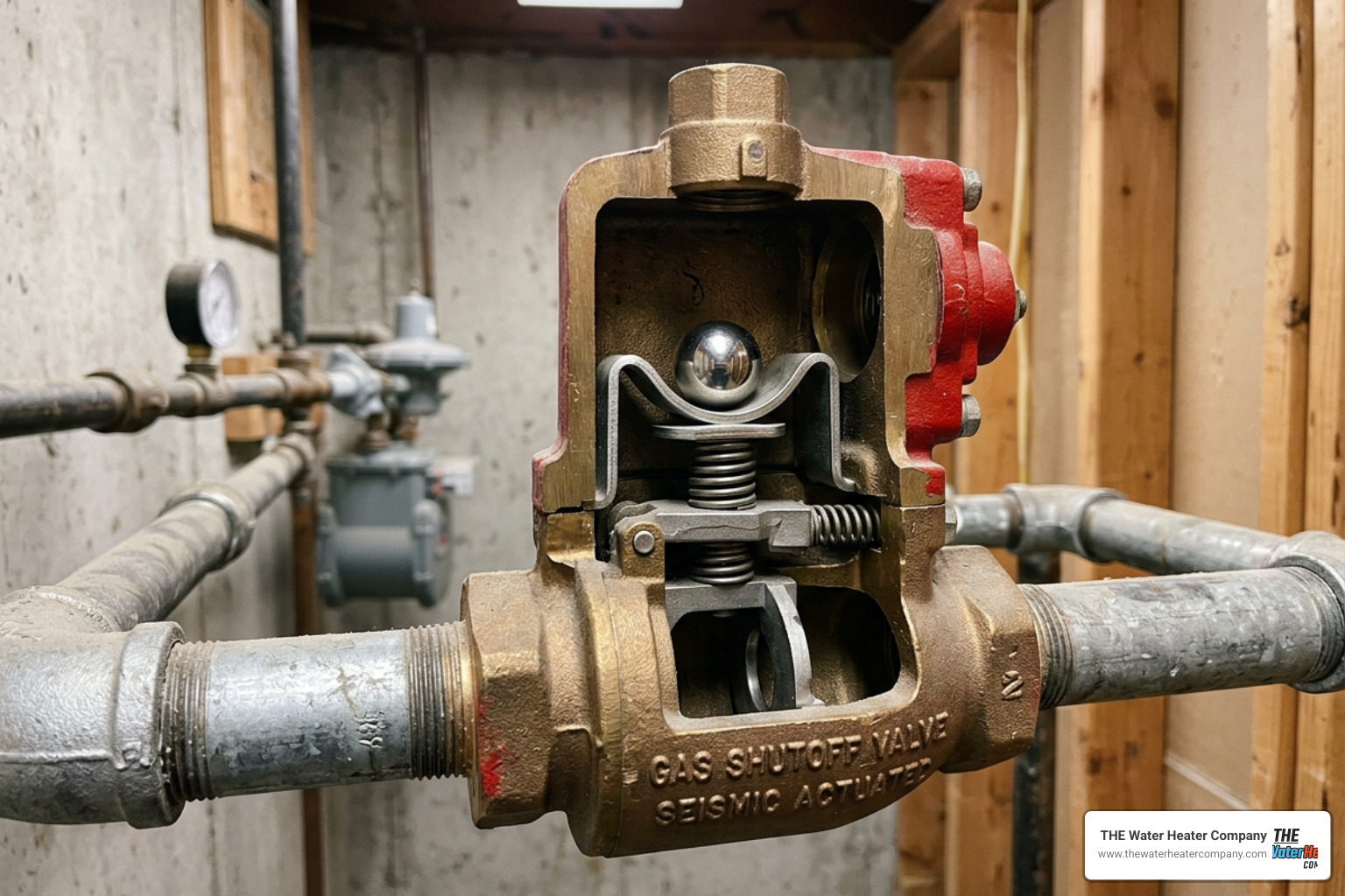Infographic showing how a seismic gas shutoff valve stops gas flow during an earthquake, step by step Infographic showing how a seismic gas shutoff valve stops gas flow during an earthquake, step by step