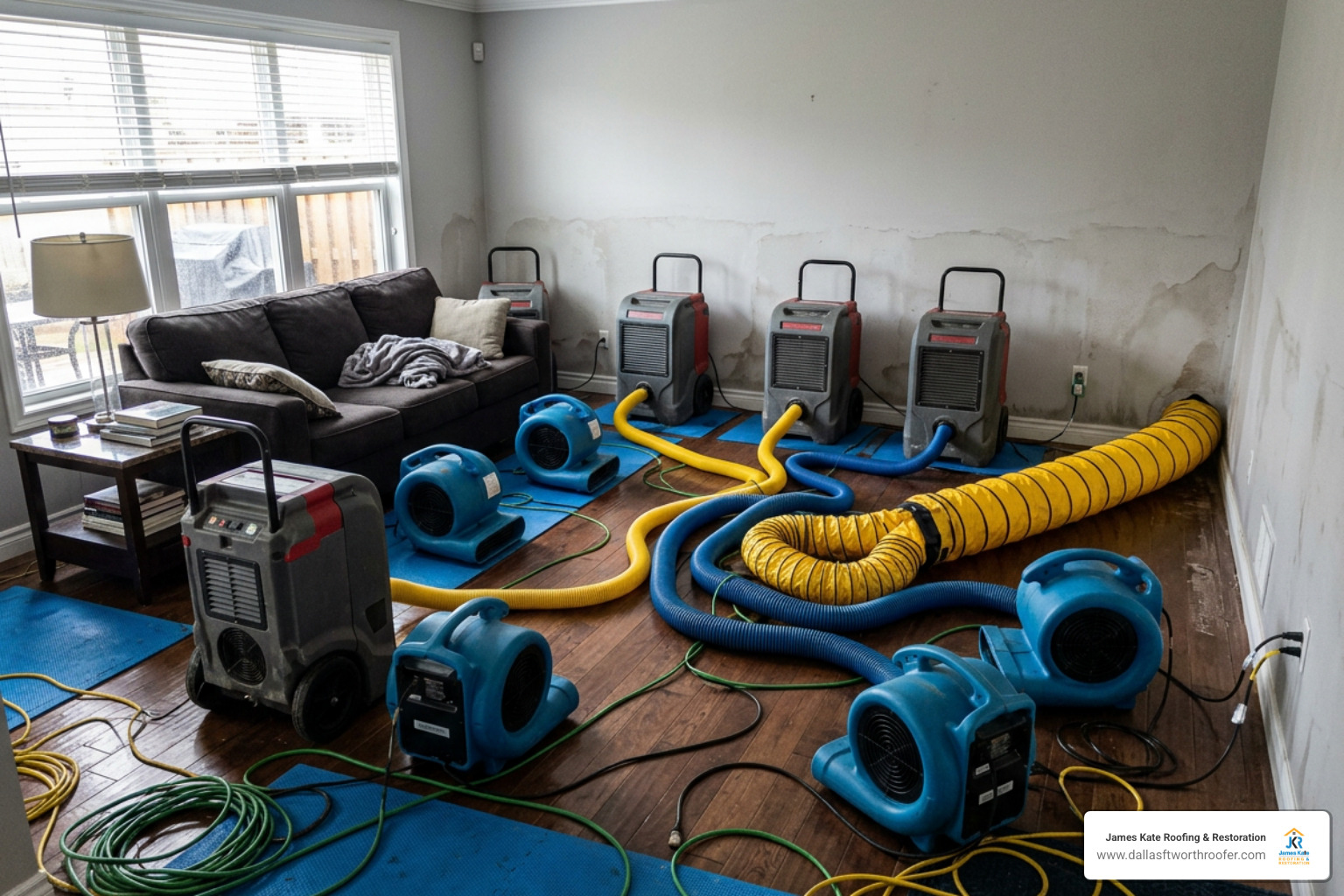 commercial drying equipment set up in a living room commercial drying equipment set up in a living room