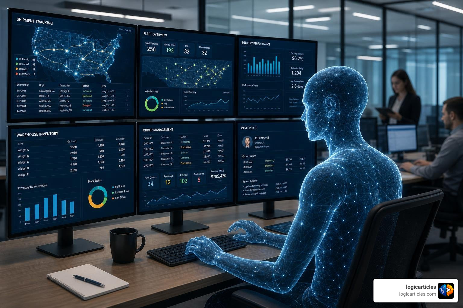 Graphic illustrating autonomous AI agents executing multi-step workflows