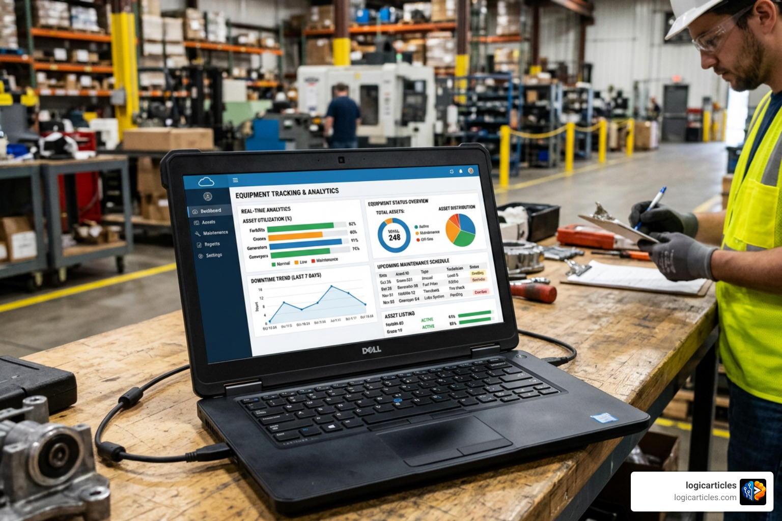 cloud-based asset tracking dashboard with real-time analytics and maintenance schedules