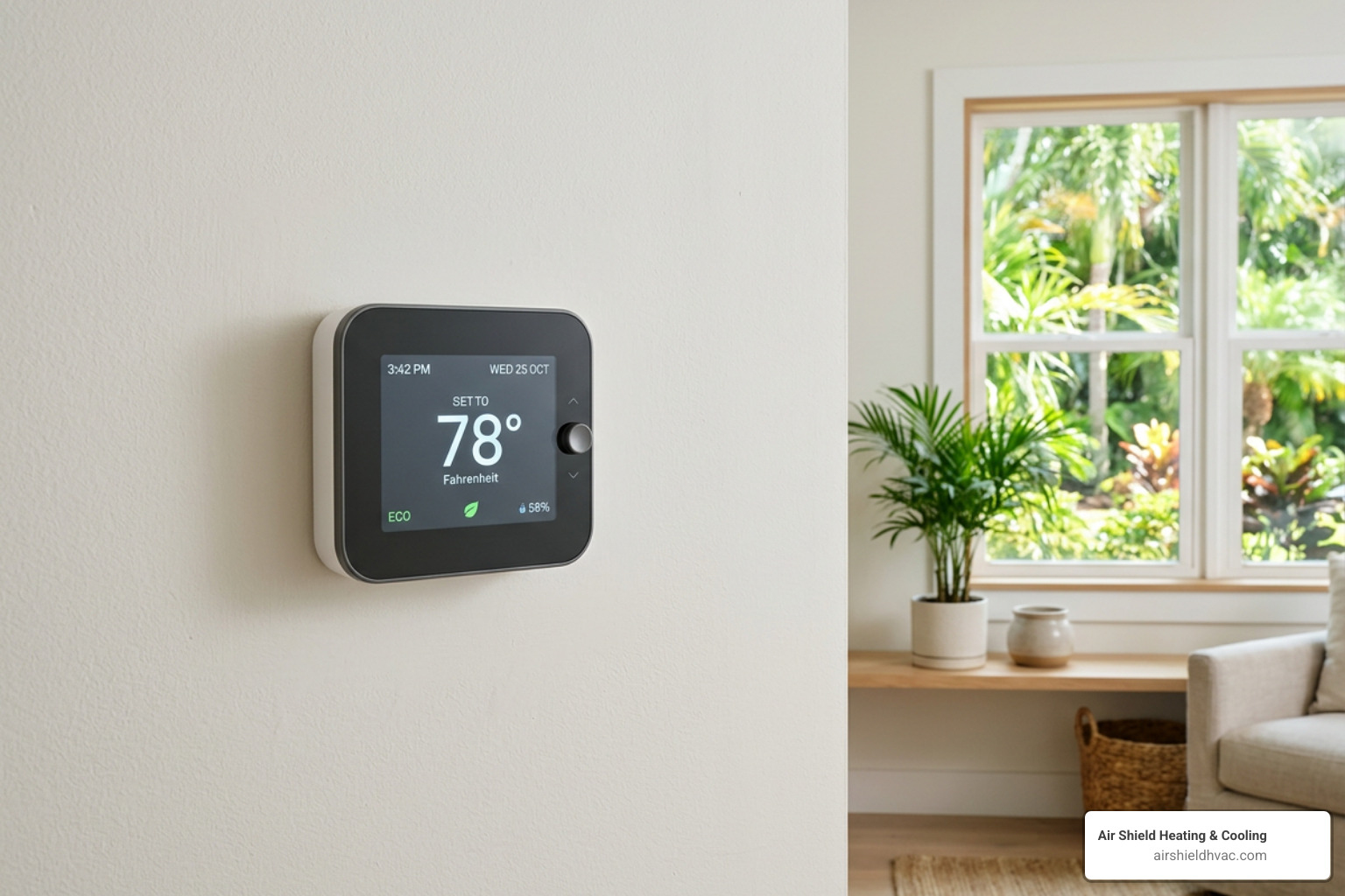smart thermostat showing 78 degrees in a Florida home