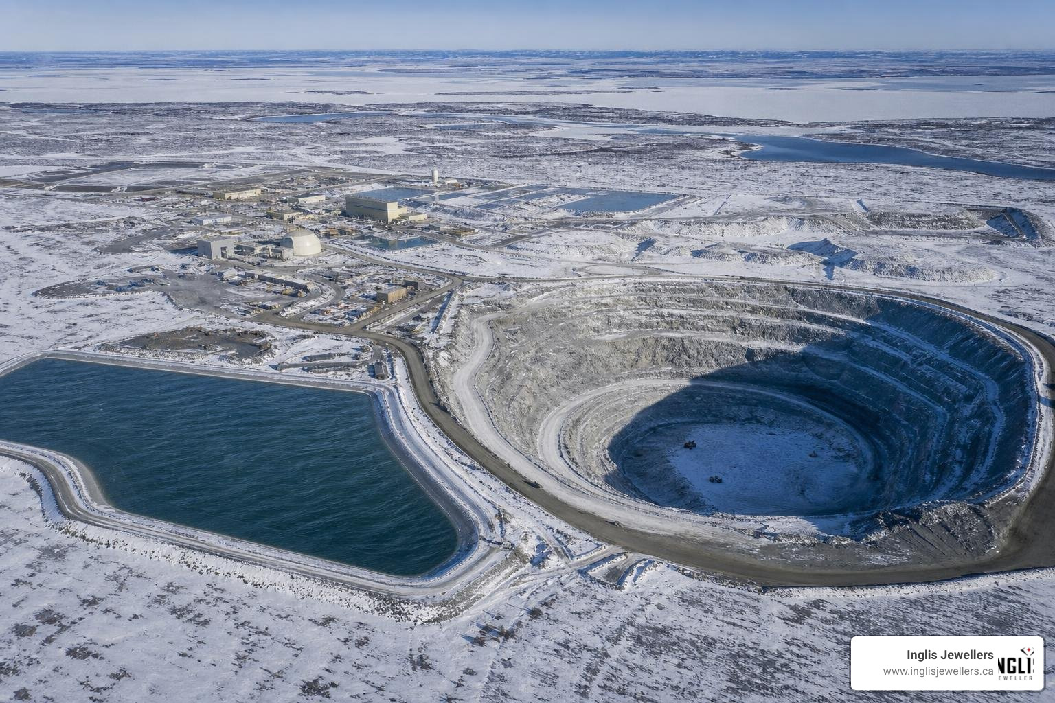 A Canadian diamond mine in the Northwest Territories operating under strict environmental standards A Canadian diamond mine in the Northwest Territories operating under strict environmental standards