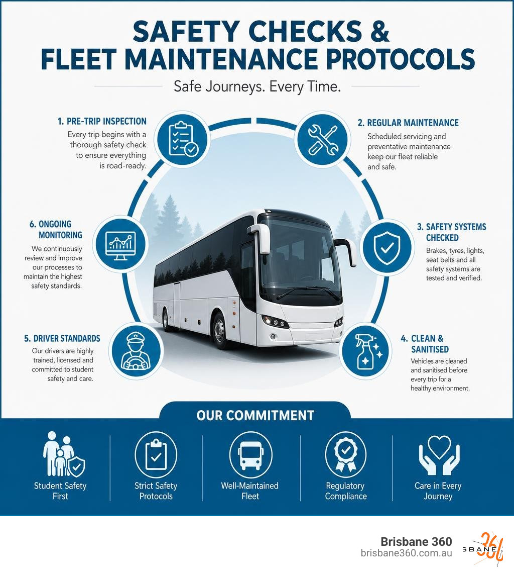 Infographic detailing safety checks and fleet maintenance protocols infographic