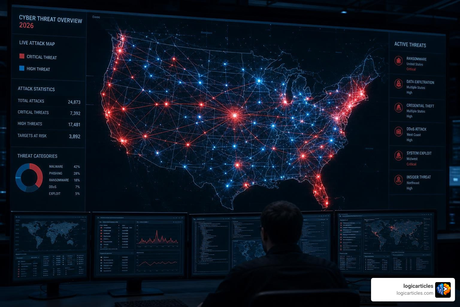 Hacker network visualization and cyber threat map 2026