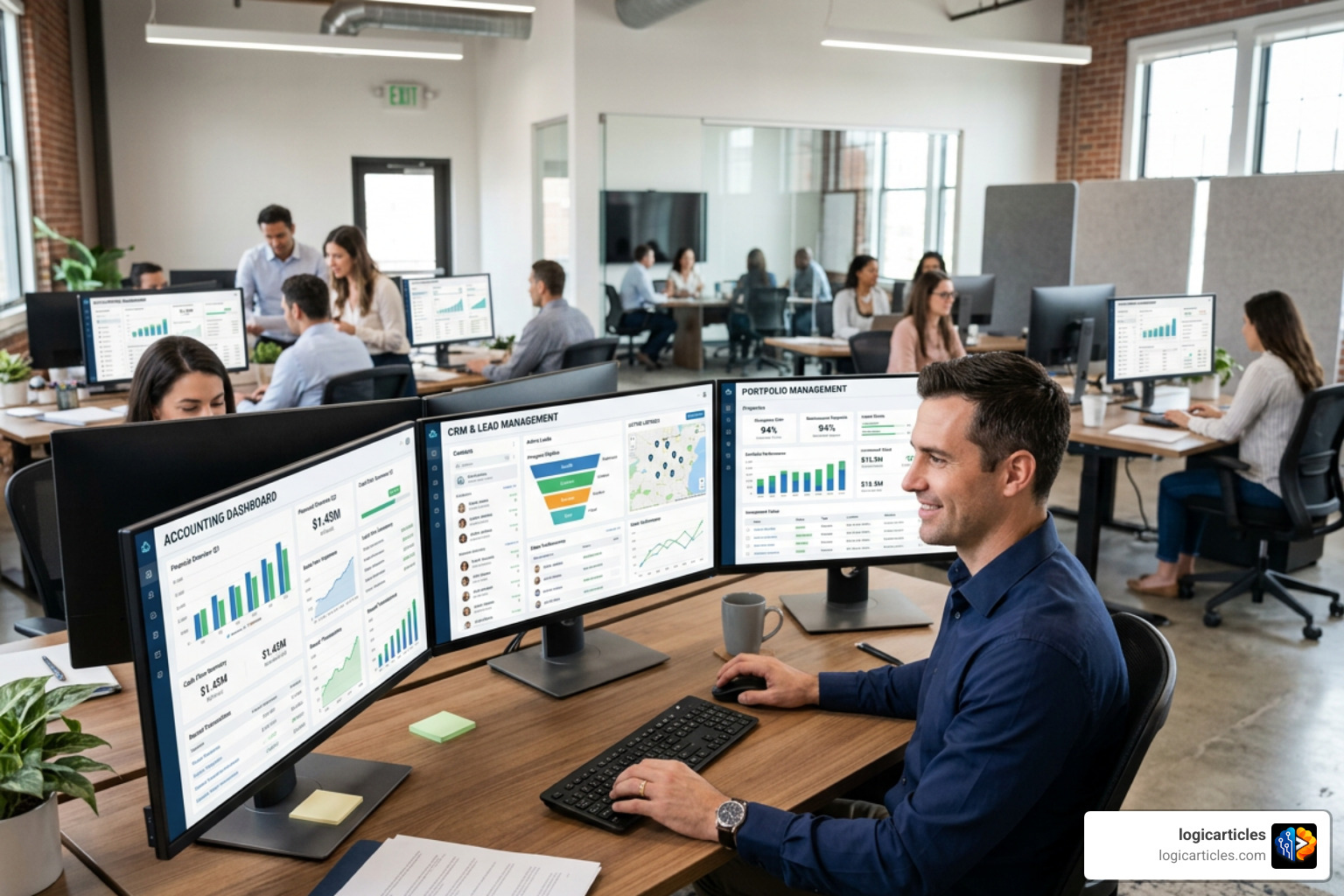 An overview of a modern real estate software integration ecosystem connecting accounting, CRM, and portfolio management tools
