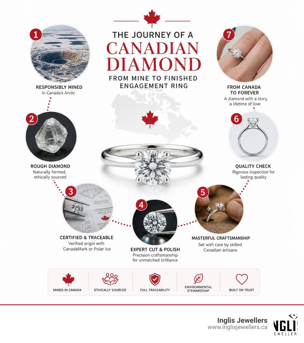 Journey of a Canadian diamond from mine to finished engagement ring infographic infographic Journey of a Canadian diamond from mine to finished engagement ring infographic infographic
