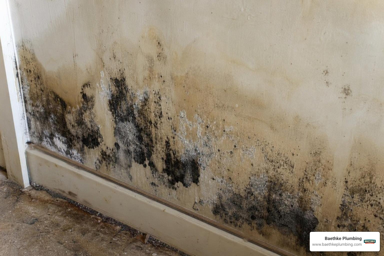 Mold growing on water-saturated drywall in a home Mold growing on water-saturated drywall in a home