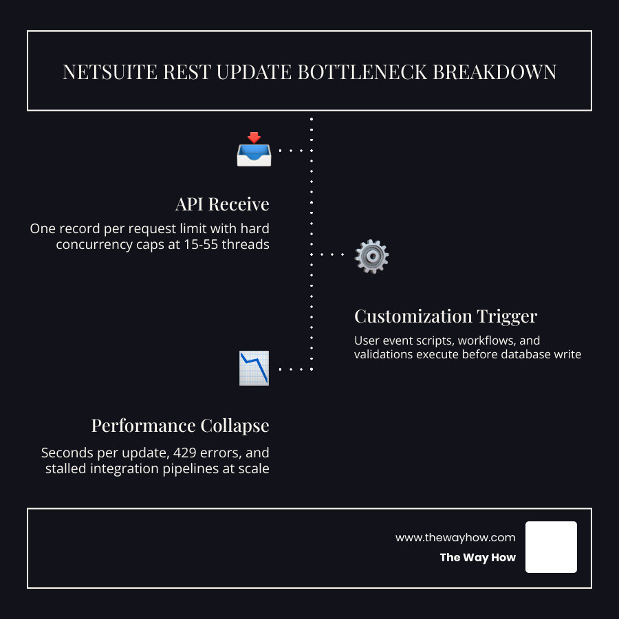 Key bottlenecks and fixes for NetSuite REST web services record update performance at scale infographic