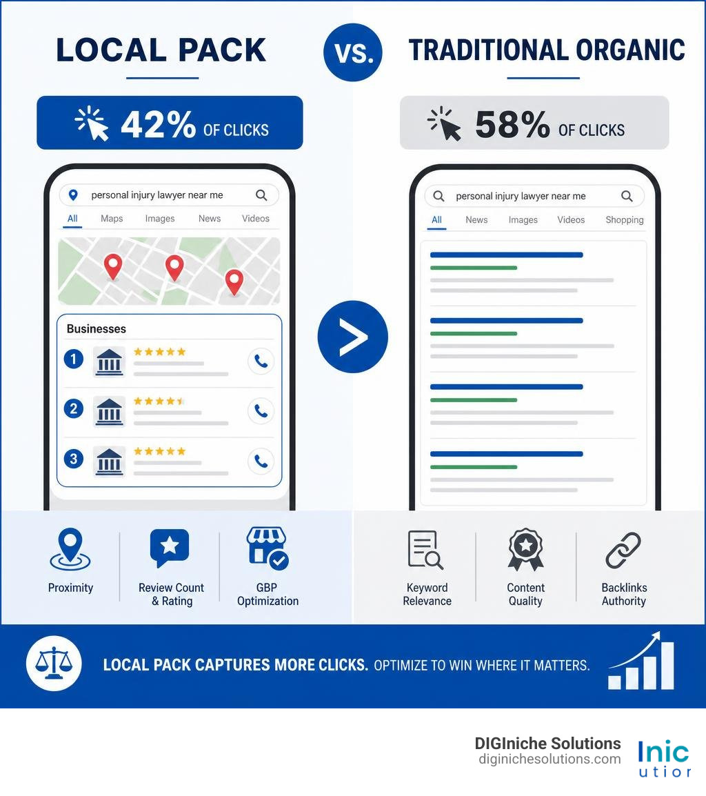 Local Pack vs Traditional Organic Clicks infographic