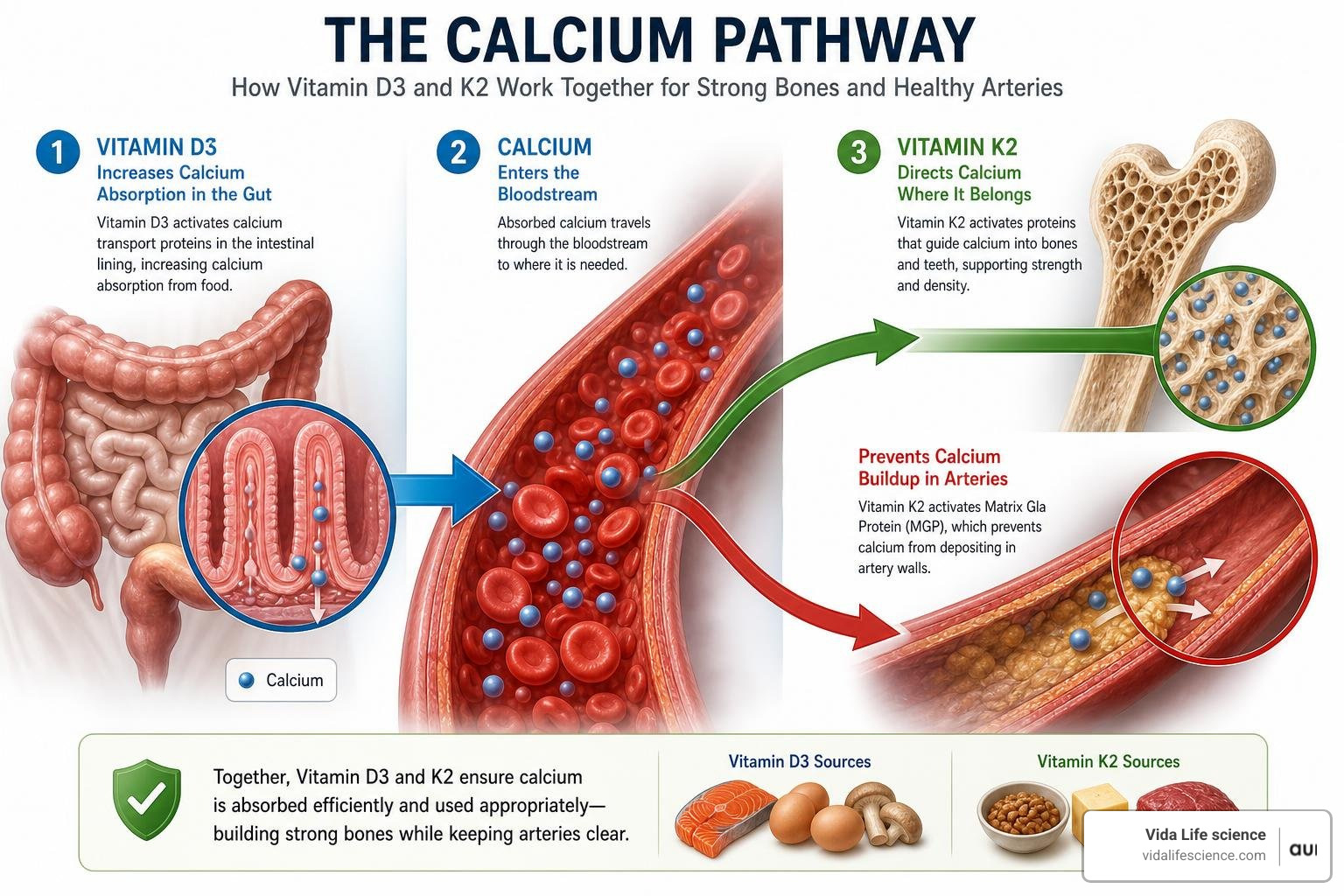 The calcium pathway in the body showing safe distribution