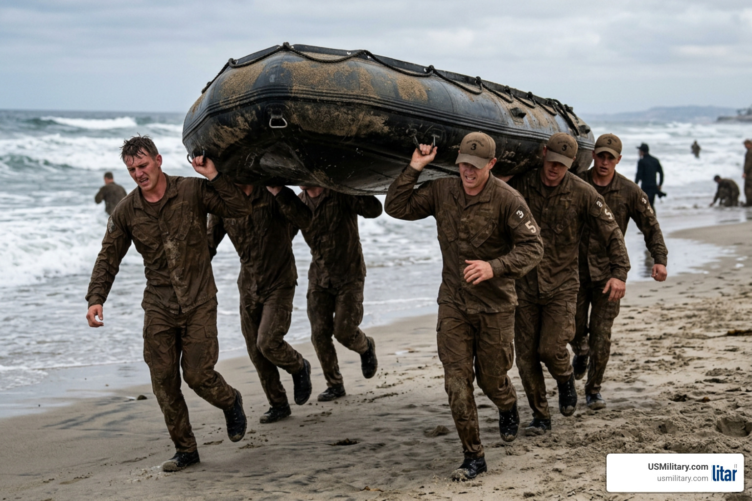 Navy SEAL candidates during Hell Week BUD/S training Navy SEAL candidates during Hell Week BUD/S training