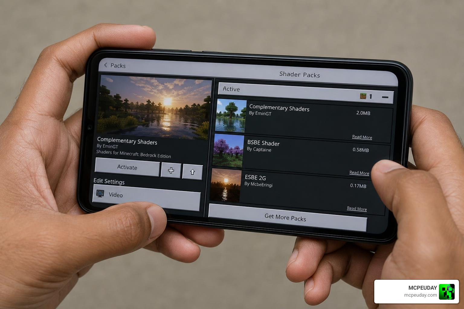 Shader installation process on mobile devices for Minecraft PE