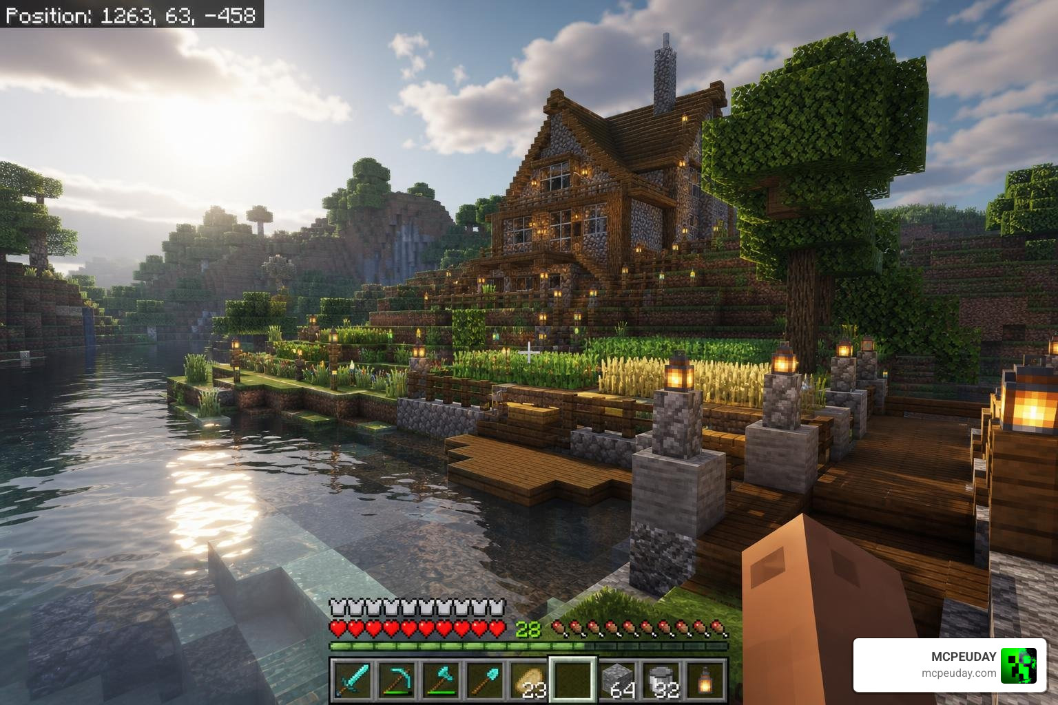 Minecraft Bedrock 1.21 with PBR shaders enabled
