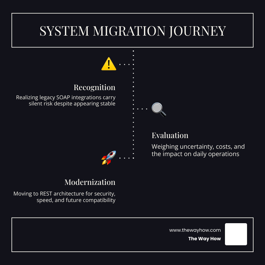 Psychological stages of system migration infographic Psychological stages of system migration infographic