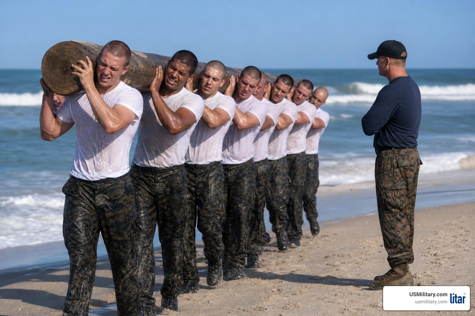 Candidates performing Log PT under the watchful eye of an instructor