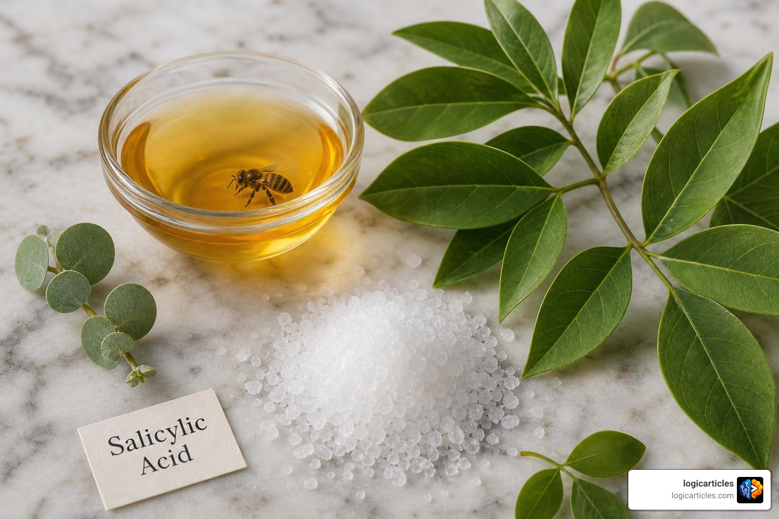 Natural skincare ingredients including bee venom salicylic acid and botanical extracts Natural skincare ingredients including bee venom salicylic acid and botanical extracts
