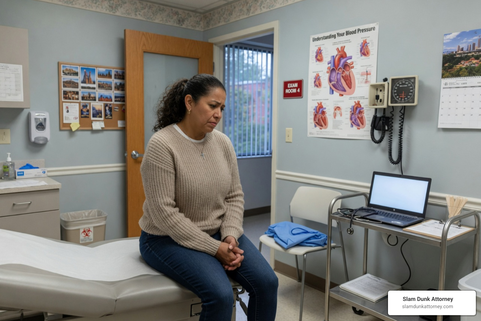 Image of a person sitting in a doctor's examination room looking concerned; Georgia law; At-fault insurance system; Insurance company request; Medical records review - what does ime mean Image of a person sitting in a doctor's examination room looking concerned; Georgia law; At-fault insurance system; Insurance company request; Medical records review - what does ime mean